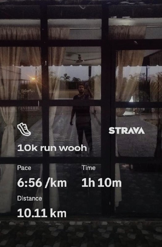 Strava - 10k run wooh · 6:56/km · 1h 10m · 10.11 km